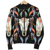 Buffalo Head Boho Style Pattern Print Design 01 Women's Bomber Jacket