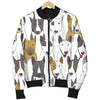 Bull Terriers Pattern Print Design 03 Women's Bomber Jacket