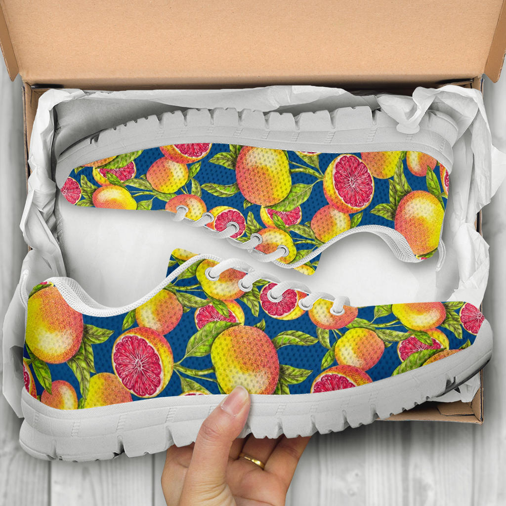 Grapefruit Pattern Print Design GF04 Sneakers White Bottom Shoes
