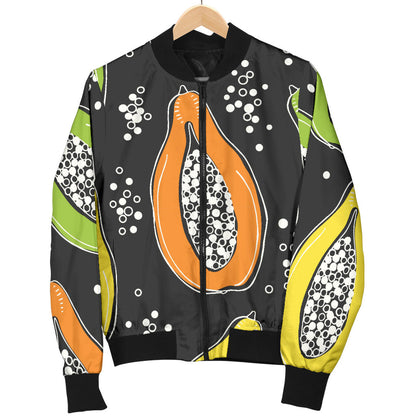 Papaya Pattern Print Design PP05 Women Bomber Jacket