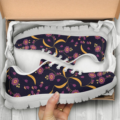 Anemone Pattern Print Design AM012 Sneakers White Bottom Shoes