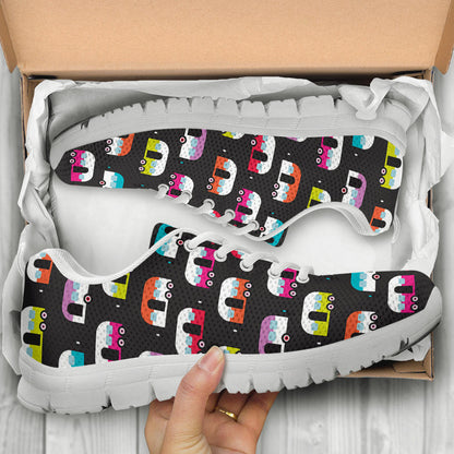 Camper Caravan Pattern Sneakers White Bottom Shoes