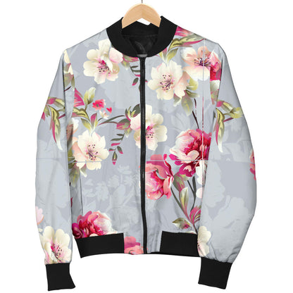 Summer Floral Pattern Print Design SF02 Women Bomber Jacket