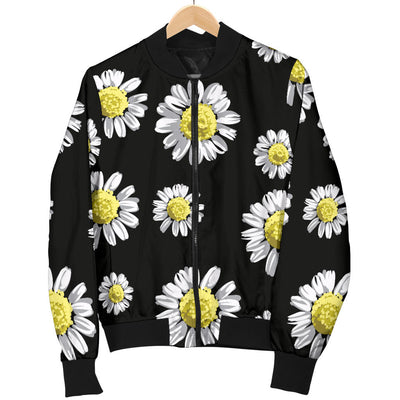 Daisy Pattern Print Design DS01 Women Bomber Jacket