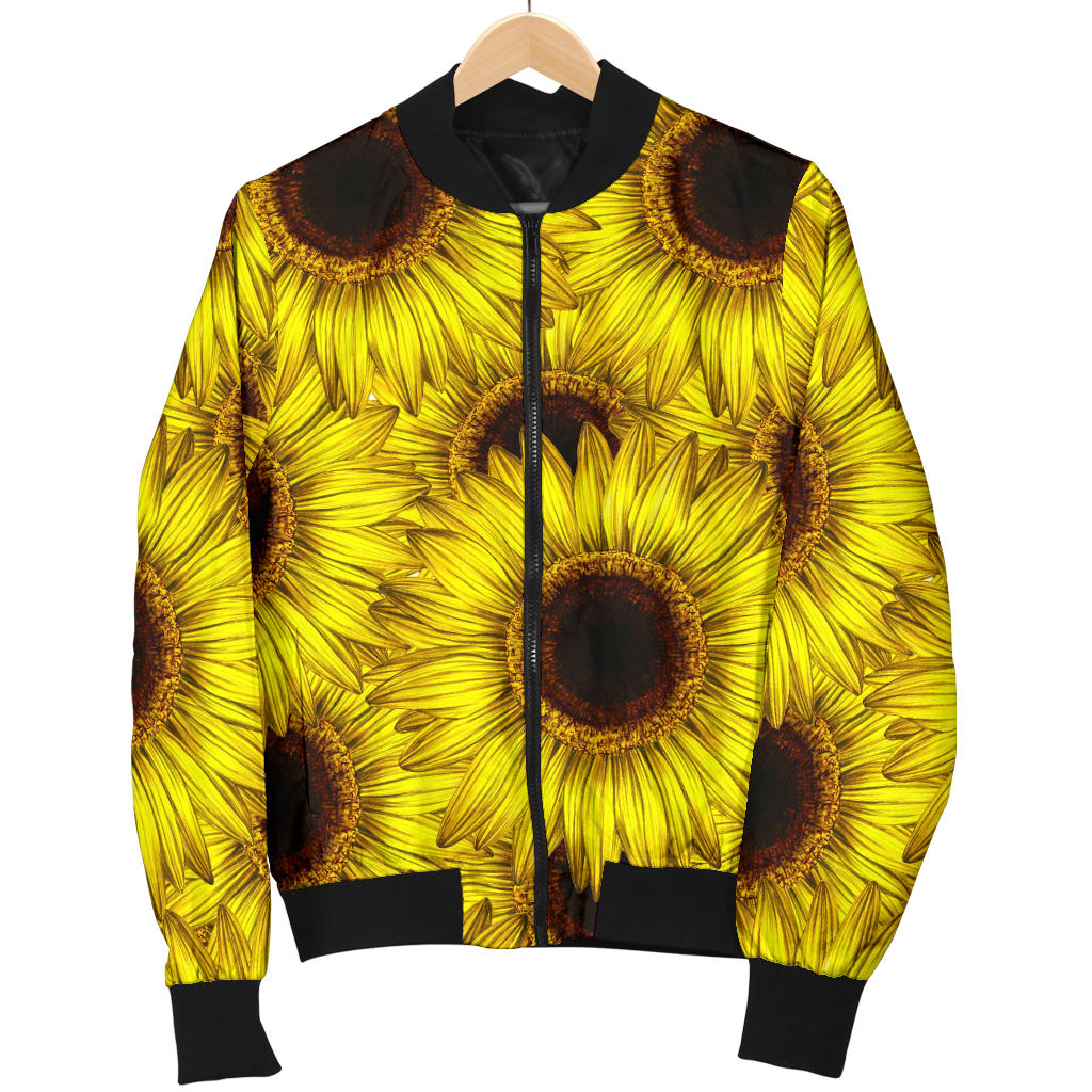 Sunflower Pattern Print Design SF011 Women Bomber Jacket