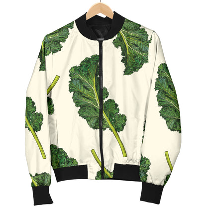 Kale Pattern Print Design 03 Women's Bomber Jacket