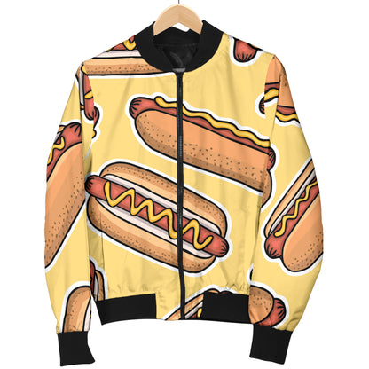 Hot Dog Pattern Print Design 01 Women's Bomber Jacket
