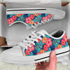 Red Hibiscus Pattern Print Design HB02 White Bottom Low Top Shoes