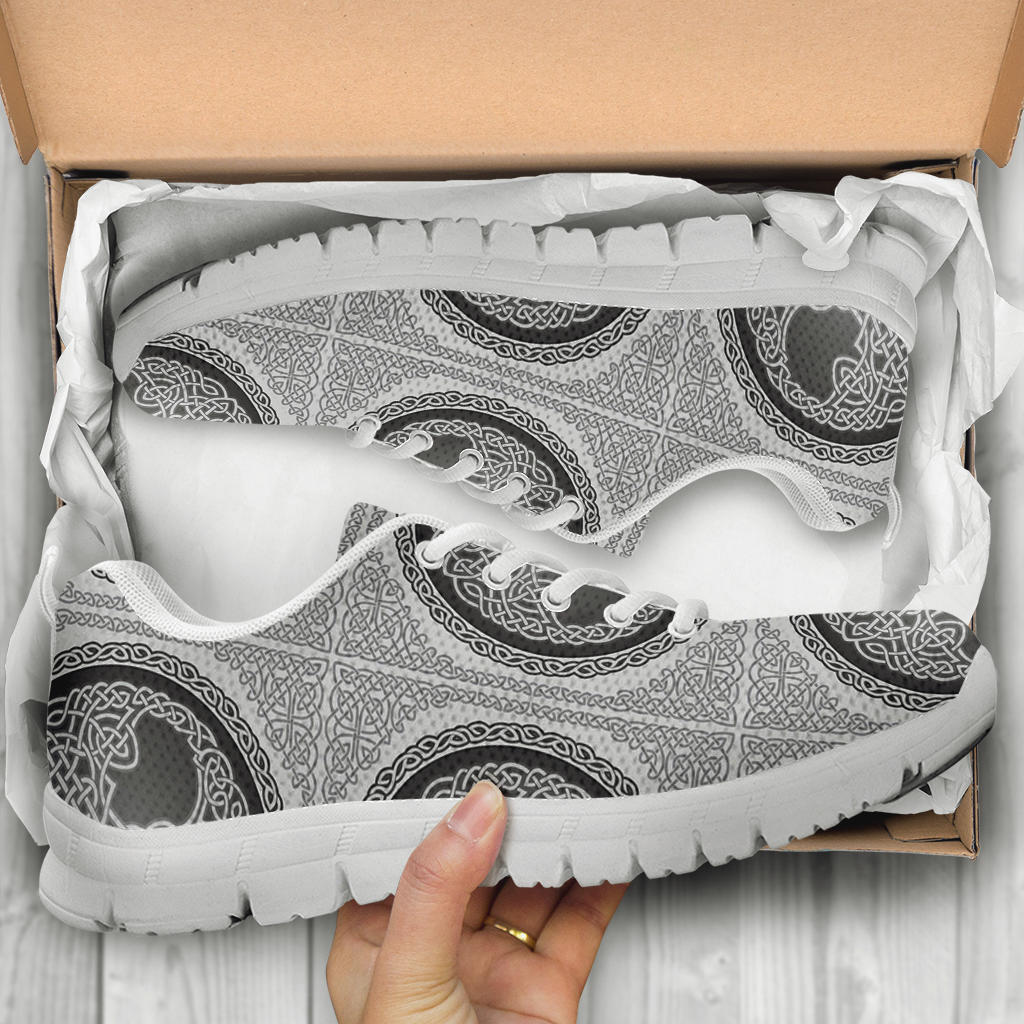 Celtic Tree of life Print Sneakers White Bottom Shoes