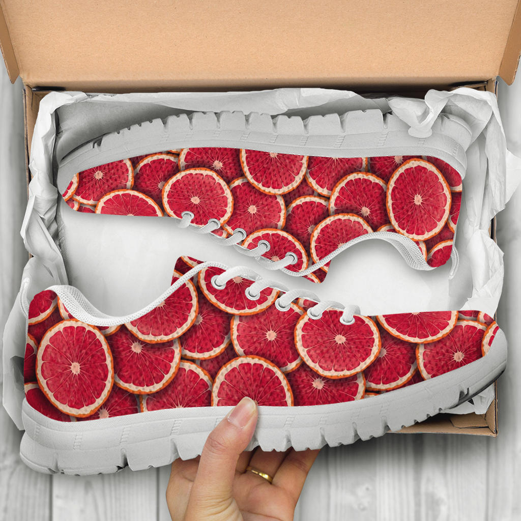 Grapefruit Pattern Print Design GF05 Sneakers White Bottom Shoes