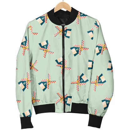 Windmill Pattern Print Design 02 Women's Bomber Jacket