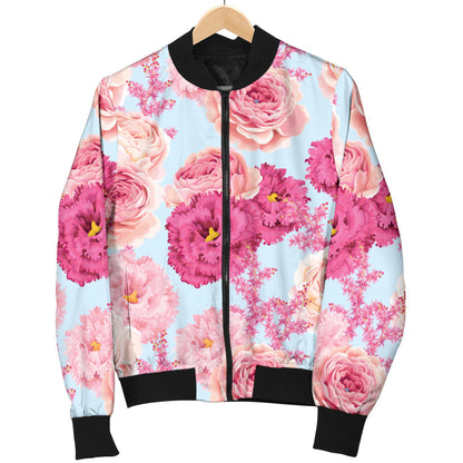 Lisianthus Pattern Print Design LT05 Women Bomber Jacket