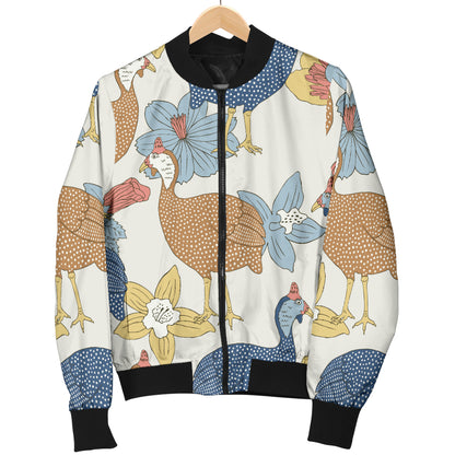 Guinea Fowl Pattern Print Design 01 Women's Bomber Jacket