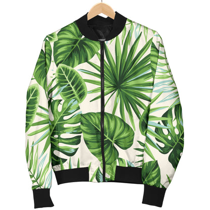 Palm Leaf Pattern Print Design A01 Women's Bomber Jacket