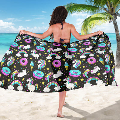 Donut Unicorn Pattern Print Design DN09 Sarong Pareo Wrap