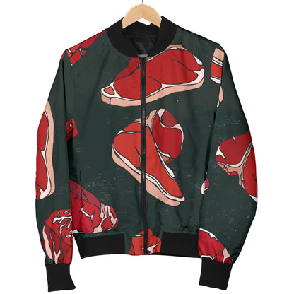 Meat Pattern Print Design 01 Women's Bomber Jacket