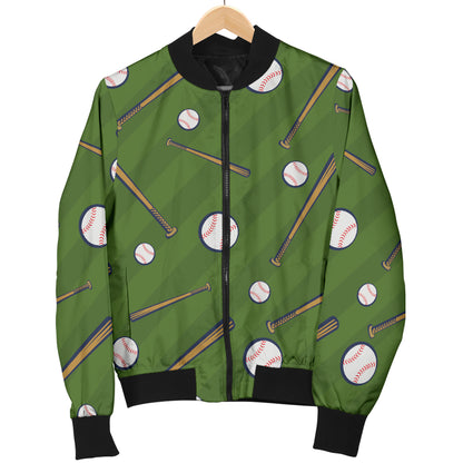 Baseball Pattern Print Design 02 Women's Bomber Jacket