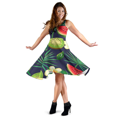 Tropical Fruits Pattern Print Design TF05 Midi Dress