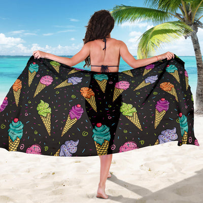 Ice Cream Pattern Print Design IC06 Sarong Pareo Wrap