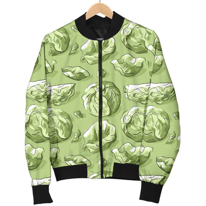 Brussels Sprouts Pattern Print Design 01 Women's Bomber Jacket