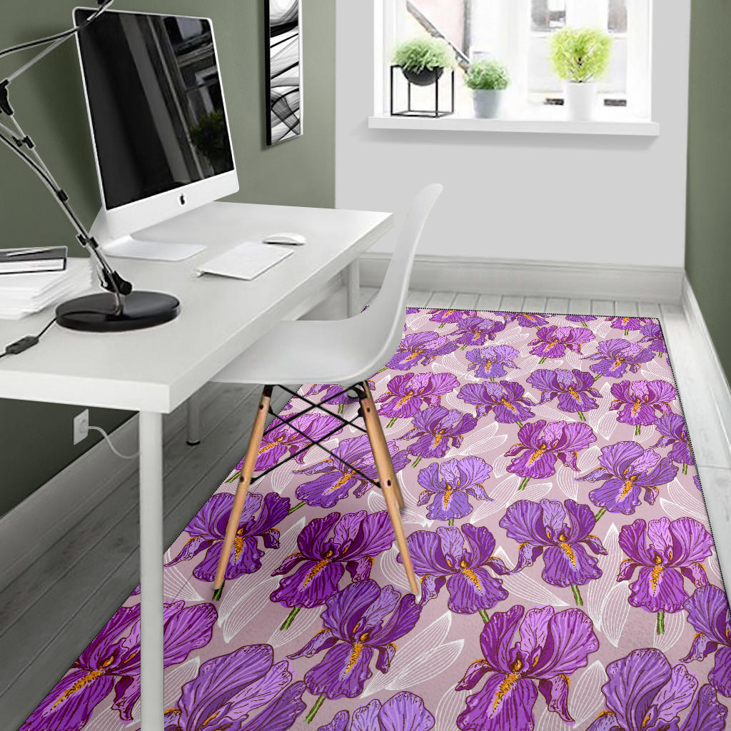 Iris Pattern Print Design IR05 Area Rugs