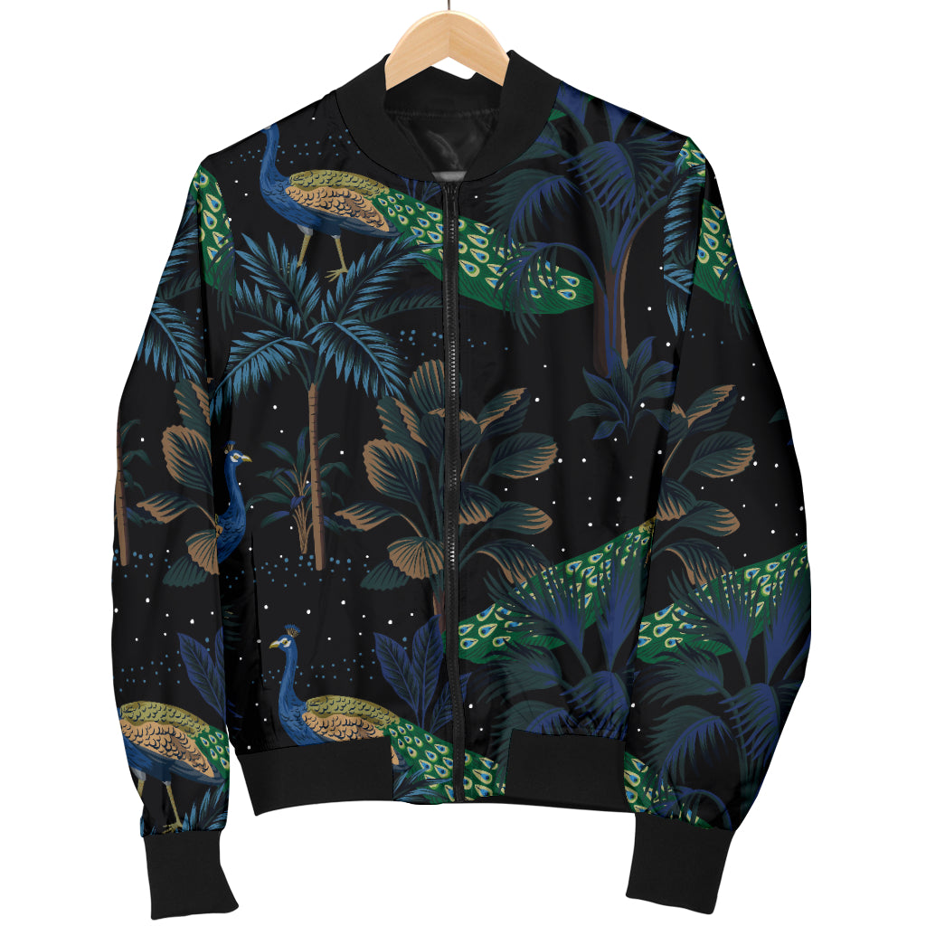 Rainforest Peacock Pattern Print Design A04 Women's Bomber Jacket