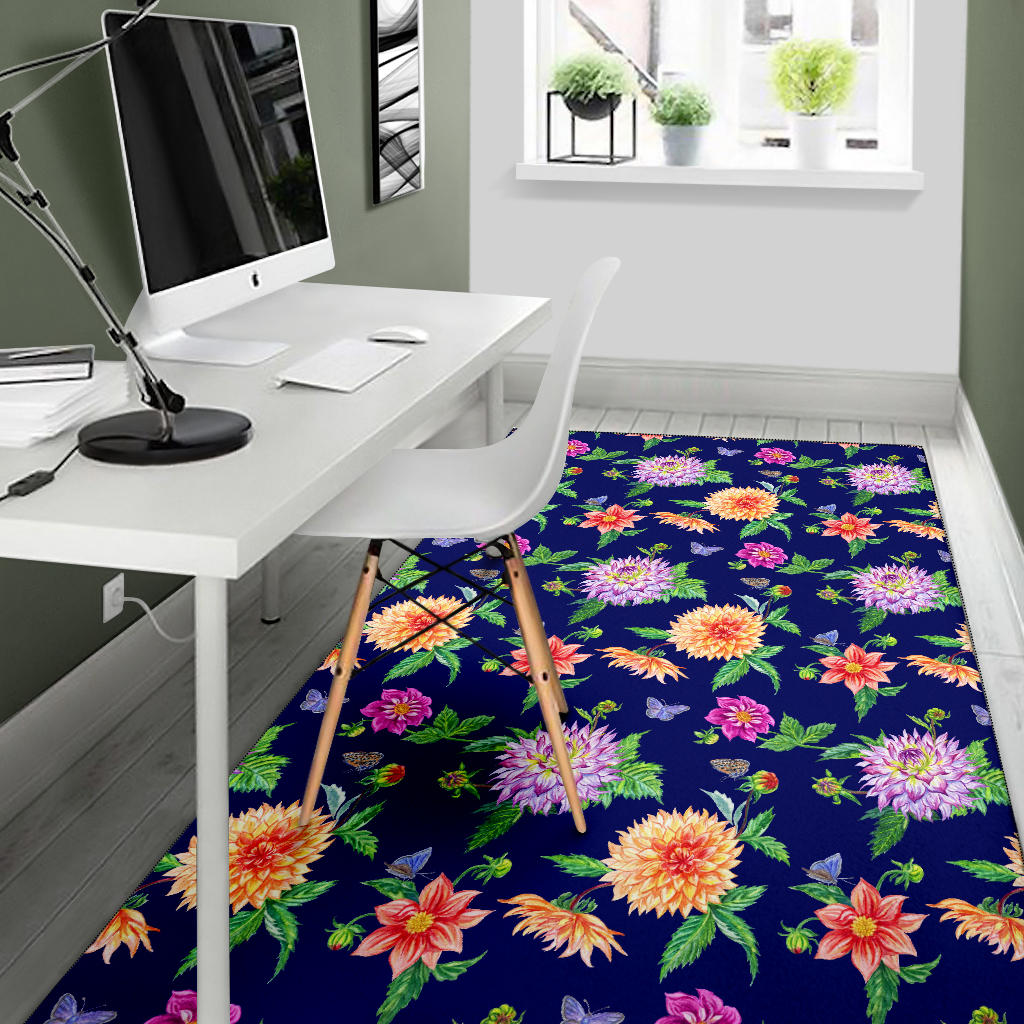 Dahlia Pattern Print Design DH010 Area Rugs