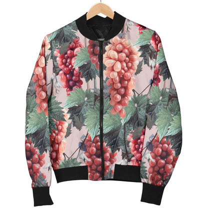 Grape Pattern Print Design GP01 Men Bomber Jacket