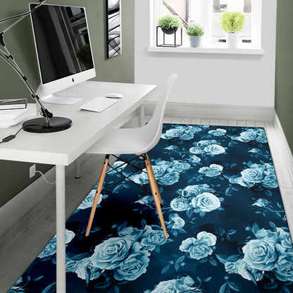 Rose Blue Pattern Print Design RO014 Area Rugs