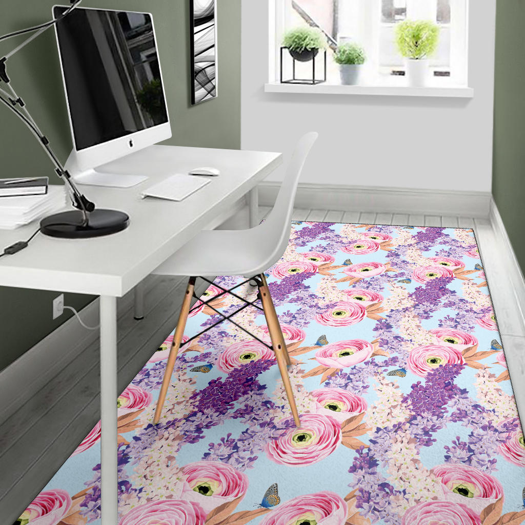 Lilac Pattern Print Design LI03 Area Rugs