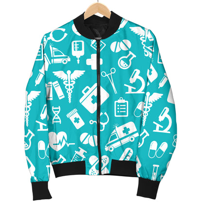 Medical Pattern Print Design 04 Women's Bomber Jacket