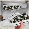 Daisy Pattern Print Design DS07 White Bottom Low Top Shoes