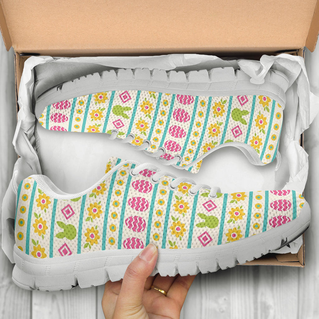Easter Eggs Pattern Print Design RB016 Sneakers White Bottom Shoes