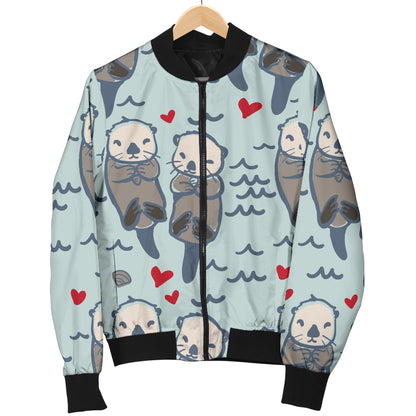 Sea Otter Pattern Print Design 03 Women's Bomber Jacket