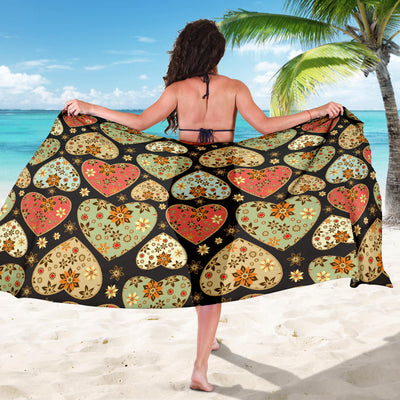 Heart Boho Pattern Print Design HE04 Sarong Pareo Wrap