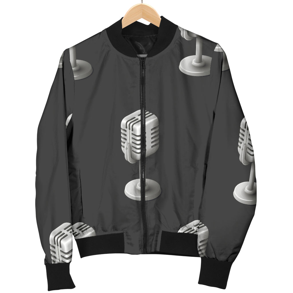 Microphone Vintage Pattern Print Design 01 Women's Bomber Jacket