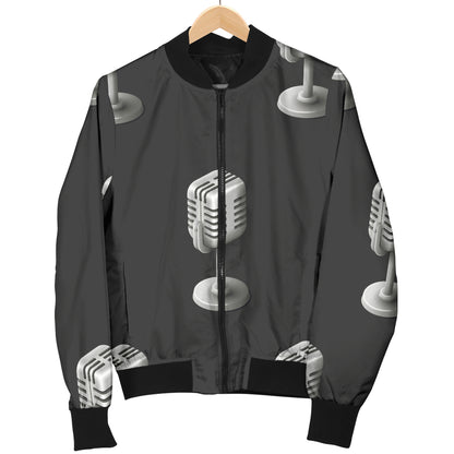 Microphone Vintage Pattern Print Design 01 Women's Bomber Jacket