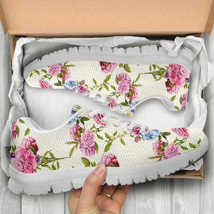 Carnations Pattern Print Design CN02 Sneakers White Bottom Shoes
