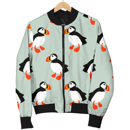 Puffin Pattern Print Design A03 Women's Bomber Jacket