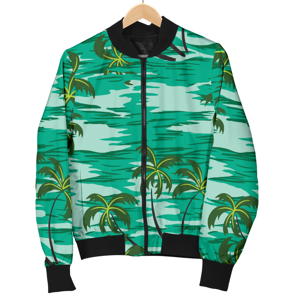 Palm Tree Pattern Print Design A01 Women's Bomber Jacket