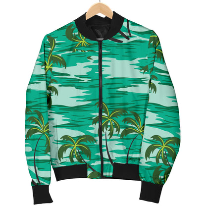 Palm Tree Pattern Print Design A01 Women's Bomber Jacket