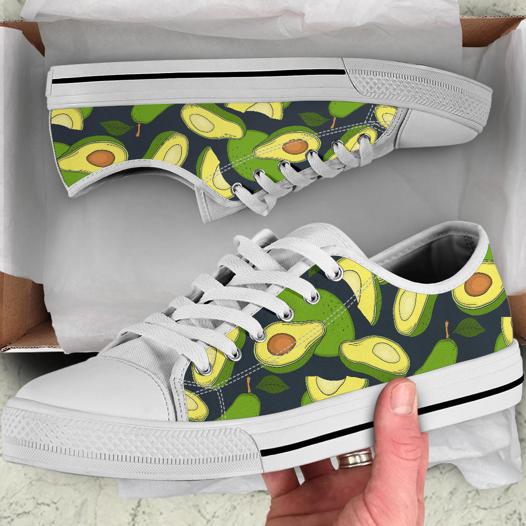 Avocado Pattern Print Design AC013 White Bottom Low Top Shoes