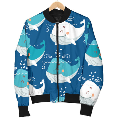 Blue Whale Pattern Print Design 01 Women's Bomber Jacket