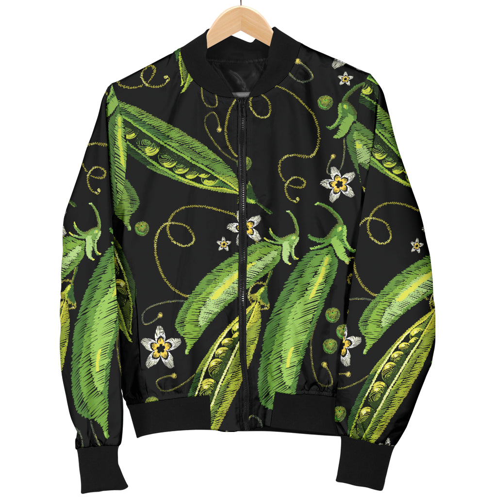 Peas Pattern Print Design A02 Women's Bomber Jacket