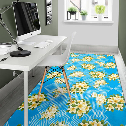 Yellow Plumeria Design Print Pattern Area Rugs
