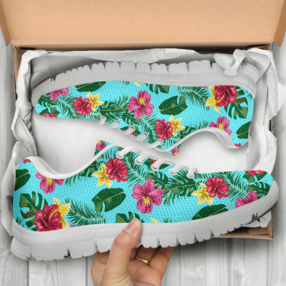 Hibiscus Hawaiian Flower Sneakers White Bottom Shoes