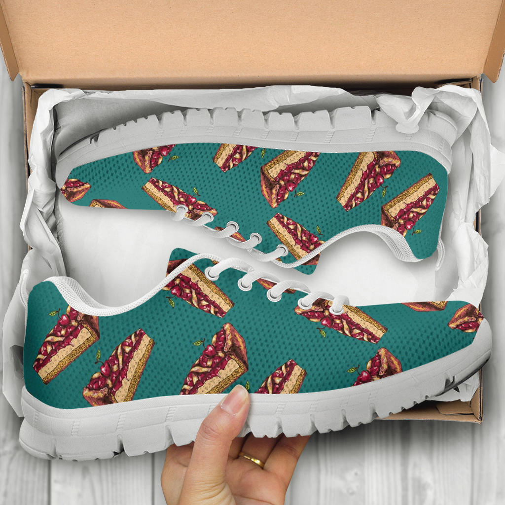 Cheesecake Cherry Pattern Print Design CK03 Sneakers White Bottom Shoes