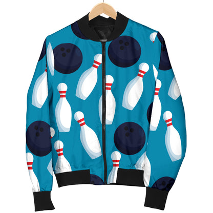 Bowling Pin Pattern Print Design 010 Women's Bomber Jacket