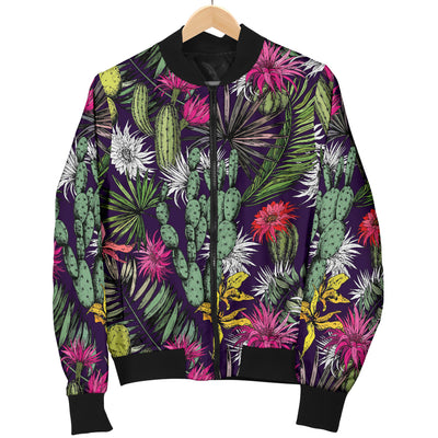 Cactus Pattern Print Design 08 Women's Bomber Jacket