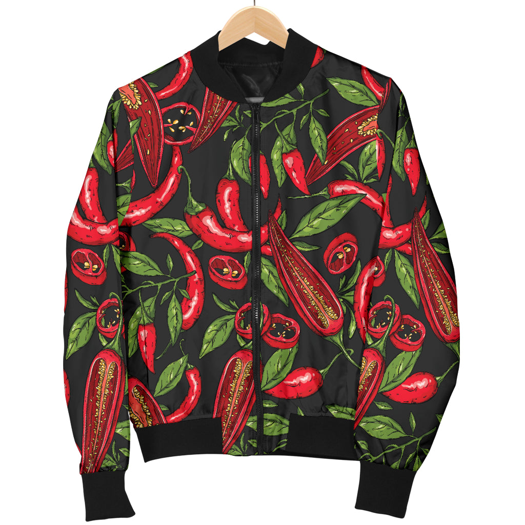 Chilli Pepper Pattern Print Design 02 Women's Bomber Jacket